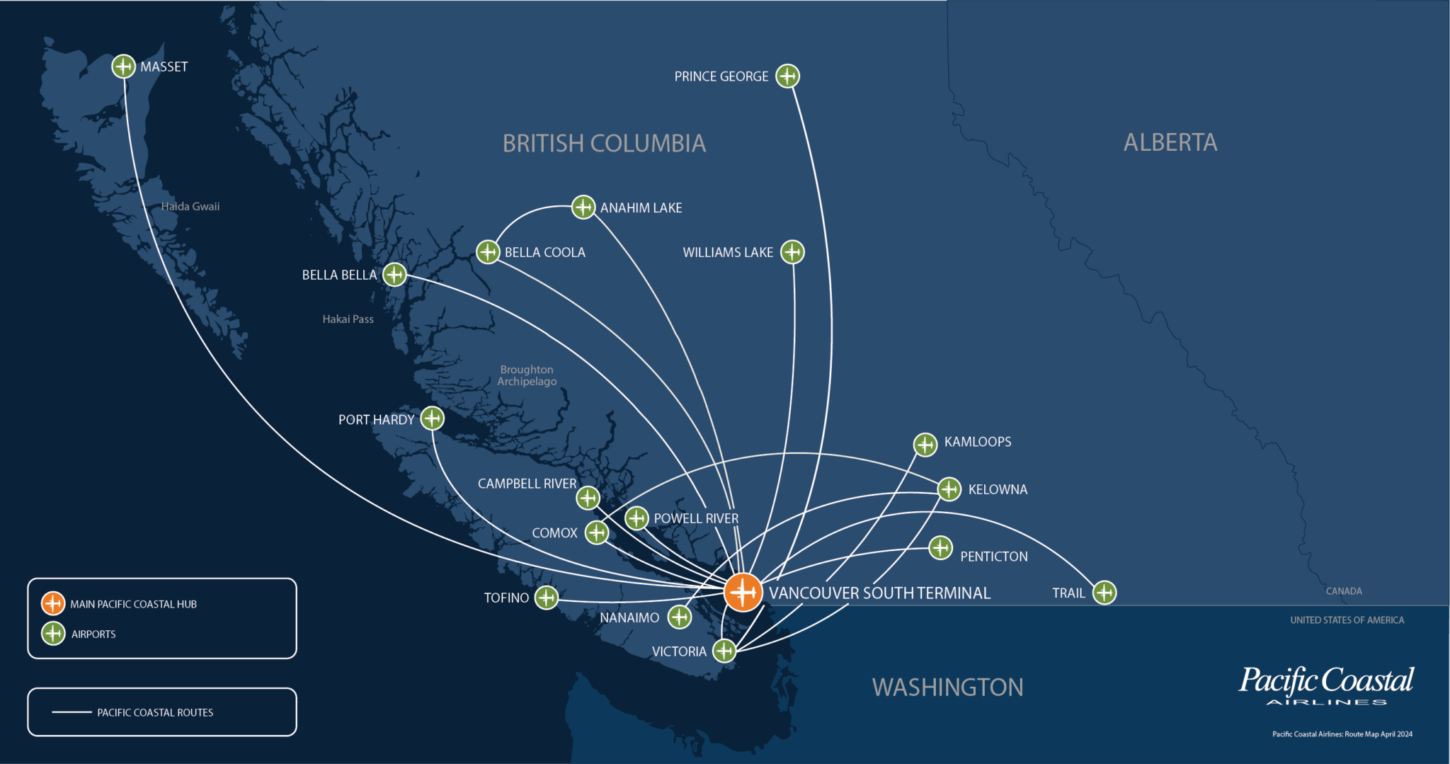 Pacific Coastal Air routes